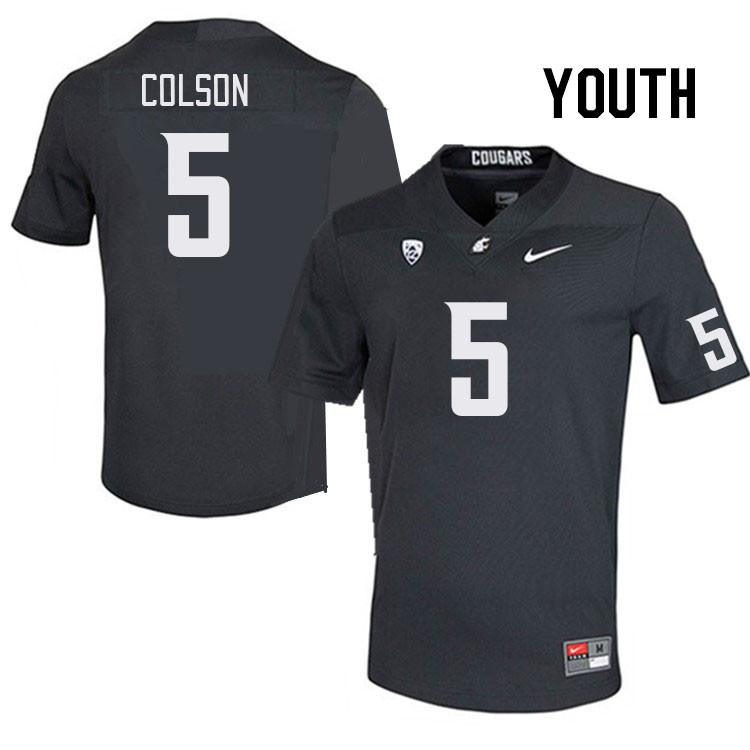 Youth #5 Jamorri Colson Washington State Cougars College Football Jerseys Stitched Sale-Charcoal